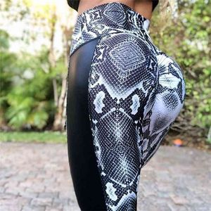 Blackarachnia Summer Women Sale Sexig Snake Pattern Print Leggings Mode Bekväm Atlisyr Push Up Elastic SL 210925