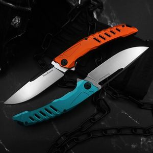 High quality New R7 Flipper Folding Knife D2 Satin Drop Point Blade G10 + Aviation Aluminum Handle Ball Bearing Fast Open Knives 4 Handle Colors