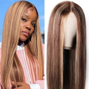 Highlight 13x1 T Part Lace Front Wigs P4 27 Ombre Remy Brazilian Straight Human Hair Wigs for Women