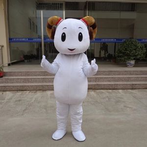 Halloween white sheep Mascot Costume High quality Cartoon Aries theme character Carnival Festival Fancy dress Xmas Adults Size Birthday Party Outdoor Outfit