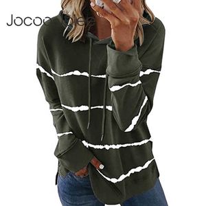 Jocoo Jolee Women Long Sleeve Striped Hoodies Casual Harajuku Loose Sweatshirts Spring Vintage Tops Ladies Simple Pullovers 210619