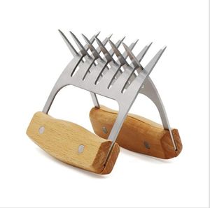 Fleisch Shredder Claws BBQ Werkzeuge Hohe Temperaturbeständigkeit Bear Claw Pulled Pork Shredder Gabeln mit Holzgriff 2 teile/los