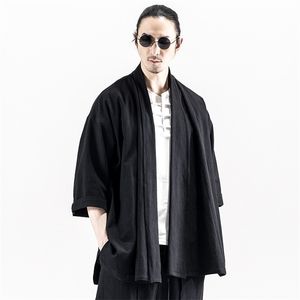 Japansk Streetwear Kimono Men Black Jacka Man Harajuku Mens Bomber Jackor ZZ 210811