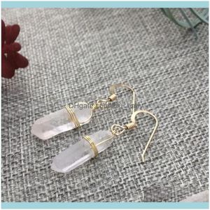 Dangle Jewelrydangle avizesi doğal kuvars kristal nokta küpeler mat iyileşme muhteşem cadı mücevher moda düğün kadın hediyeler b