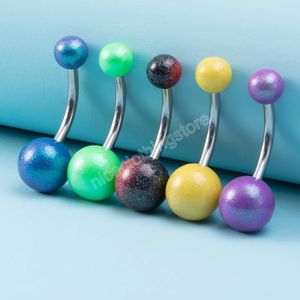 Renkli Göbek Düğmesi Yüzük Akrilik Topu Göbek Bar Kadınlar Için Piercing Nombril Saplama Paslanmaz Çelik Halter Vücut Takı