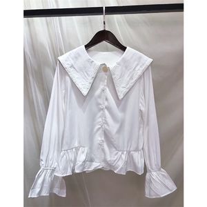 Прибытие весна Preppy стиль женщин с длинным рукавом белая блузка моряк воротник свободных повседневных рубашек женские топы Blusas Mujer S283 210512