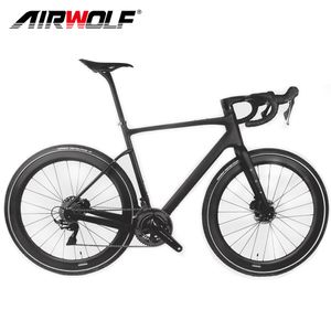 Airwolf 700 * 42C Fibra de carbono Bicicletas de cascalho completa bicicleta de estrada Cyclocross Bicicleta 49/52/54/56/58 Frete de fiação totalmente interna 2 anos de garantia