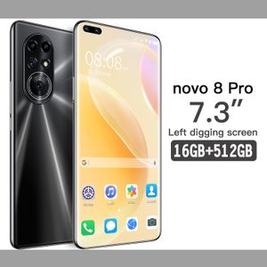 Ny version Telefon Novo8Pro 5G 7,3 tums smartphone 6800mAh Lås upp Global version 24MP + 48MP 16GB + 512 GB Mobiltelefoner