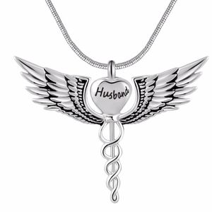 Heart-shaped cremation jewelry, wing pendant necklace, souvenirs to commemorate family members or pets
