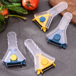 Pelapatate per frutta e verdura 3 in 1 Lame in acciaio inossidabile Grattugia creativa Cetriolo Carota Patata Gadget da cucina