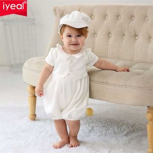 Iyeal Baby Baby Boyの服セット誕生日の洗礼のドレス+帽子幼児男の子のフォーマルな結婚式の紳士スーツBaptism 211011