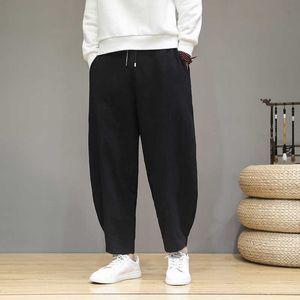 Casual Harem Spodnie Mężczyźni Joggers Mężczyzna 2021 Lato Bawełniana Pościel Spodnie Męskie Koreański Styl Baggy Spodnie Harajuku Clothe X0723