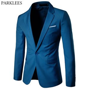 Men's One Button Notched Lapel Suit Blazer Men Brand Men Slim Fit Formal Business Suit Jacket for Wedding Costume Homme 210522