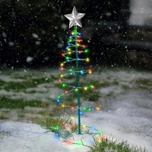 Kerstversiering Solar metalen LED Boomdecoratie String Lights Holiday Decor Ornament voor buiten Navidad Neol