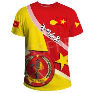 Homens camisetas África País Etiópia Tigray Bandeira DPrint Homens Mulheres Verão Casual Engraçado Tee Mangas Curtas Streetwear 2245Y