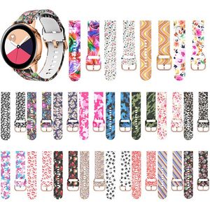 Wristband 20MM Straps Flower Leopard Grain Printing Sport Silicone Bands for Samsung Galaxy Watch Active 2 Huawei Watch Band Garmin