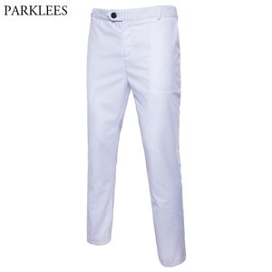 Beyaz Slim Fit Düz Takım Elbise Pantolon Erkekler Resmi İş Pantolon Erkek Düz Ön Rahat Düğün Damat Takım Elbise Pantolon Erkek 210522