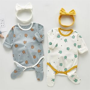 Frühling Herbst Infant Baby Jungen Mädchen Langarm Cartoon Druck Strampler + Panty-Schlauch Kleidung Sets Kinder Junge Mädchen anzug Kleidung 210521