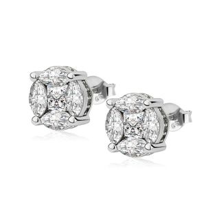 Wholesale prong earrings resale online - Stud Round Earrings Iced Prong Setting Cubic Zirconia For Women Classic Jewelry Birthday Gift