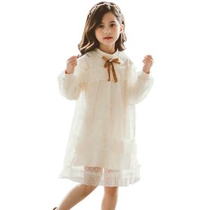 Dresses For Girls Bow Mesh Kids Spring Autumn Costume Girl 6 8 10 12 14 210528