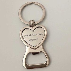 100Pcs Personalized Wedding Gifts For Guests Heart Bottle Wine Opener Keychain Wedding Favor Birthday Party Souvenir Custom Logo SH190923