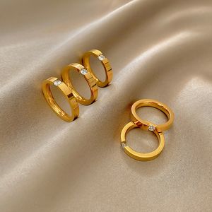 Anéis Zircão para Mulheres Moda Amarela Cor Do Ouro Casamento Anel Mulheres Luxo Marca Jóias Presentes Acessórios