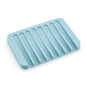 Creative tray drain soap dish home bathroom kitchen pure color silicone holder
