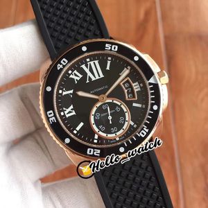 Duża data 42mm nurka W7100056 W7100052 Zegarki Azjatyckie 2813 Automatyczne męskie Zegarek Czarny Dial Rose Gold Case Gumowa Pasek Spot HWCR 8Color Hello_watch