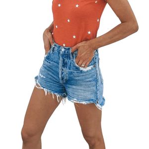 Sommer Boyfriend-Jeans für Frauen Mode Hohe Taille Zerrissene Weibliche Dünne Sexy Gerade Mini Denim Shorts Feminino 210608