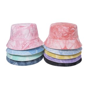 Womens Hats Tie-Dye Bucket Hat Fashion Apped Спорт-Бич Папа Рыбацкий Крышка Крышка Ponytail Бейсбол Caps Designback