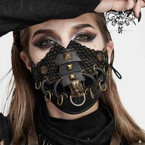 Devil Fashion Damen und Herren Steampunk Cooles Gesicht Heavy Metal Punk Halloween Cosplay Verstellbare Ohrbügel Partymaske