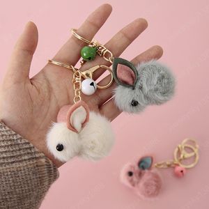 Cute Cartoon Rabbit Keychain Car Pendant Wool Felt Jewelry Key Ring Creative Gift Decoration Accessories