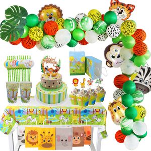 Jungle Safari Animals Paper Gift Bags Handbags Treat Birthday Party Decorations Kids Baby Shower Plate Cups Forest Theme supply