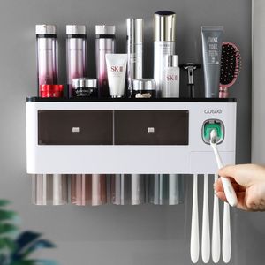 Portaspazzolino magnetico multifunzione Organizer per bagno Dispenser automatico per spremiagrumi per dentifricio Accessori per il bagno 210322