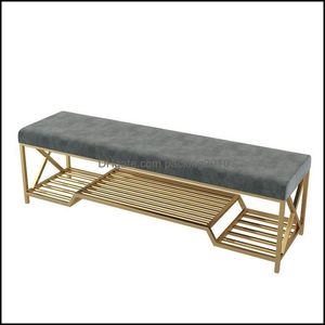 衣料品ワードローブハウスキー組織GardenLuxury Iron Home Sofa Door Long Bench with Shoe Rack Storage Shoes Stool Ottoman Pouf Custom