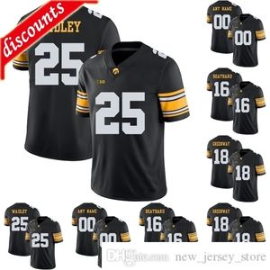 NCAA 아이오와 Hawkeyes 대학 축구 착용 Akrum Wadley C.J 품돌 Chad Greenway Marshall Koehn Noah Inter Stitched Jerseys Black