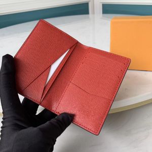 Högkvalitativ Italien Berömd designfickorganisatörskorthållare för män Små äkta läder Bi-Fold Wallet Blue Purse Red Hand Bag269w