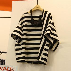 Lucyever Casual Loose Stripe T-shirts Kvinnor Sommar Bomull O-Neck Kortärmad Tees Ladies Fashion Streetwear Woman Tops 210521