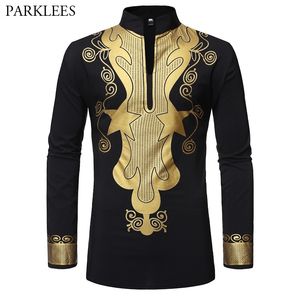 Black Stand Collar African Shirt Men Fashion African Dashiki Print Mens Dress Shirts Hip Hop Casual Shirt Man Chemise Homme 210524