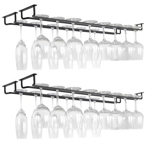 Järnvägg Mount Vinglas Hängande hållare Bälte Stemware Storage Arrangör Rack Glas Förvaring Kök Bar Tillbehör 211112