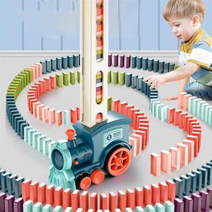 The electric domino train robot is automatically placed on the children sound and light educational toy cara37 a35 on Sale