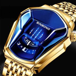 Relojes Hombre BINBOND Luxury Brand Stainless Steel Watch for Men Waterproof Quartz Casual Male Sport Heren Horloge Fashion 210329