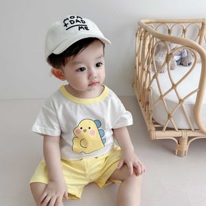 2pcs Outfits Suits for Kids From 0 Infants Clothing Cartoon Dinosaur T-shirts + Shorts Sets for Boys Summer Clothes for Newborns G1023