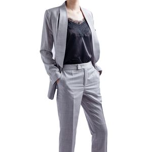 Women's Blazers High Quality Gray Pantsuits Work Pant Suits OL 2 Piece Sets Women Blazer Jacket Pencil Suit For Set