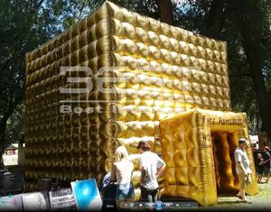 20ft personalizza Golden grande cubo d'acqua gonfiabile all'aperto festa di nozze campeggio far esplodere il prezzo della tenda d'argento per eventi