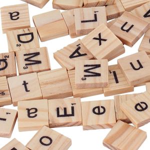 2022 Novo Alfabeto de Madeira Scrabble Tiles Preto Letras Números para Artesanato Brinquedos De Madeira Para Bebê Quente