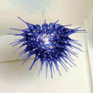 Lampada a sospensione Blue Starburst Sorgente luminosa a LED Eleganza moderna Lampadario in vetro soffiato a mano Lampadario a sospensione per soggiorno 70 x 60 CM