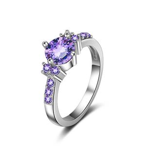 Женские кольца Crystal Ring Женское фиолетовое обручальное кольцо, инкрустированное с любовниками украшения леди кластер стили