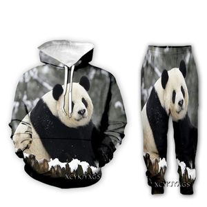 3D impressão nova moda homens / mulheres unisex panda arte bonito colagem casual hoodies / calça de moletom e calças Hip Hop Tracksuits H23