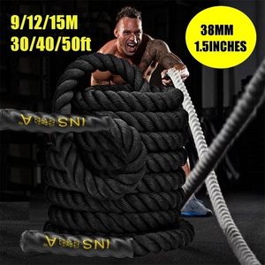 38mm x 9m 12m 15m 1.5in Batalha Power Rope Força Treinamento Muscular Fitness Gym Full Body Workout Homens Mulheres 220216